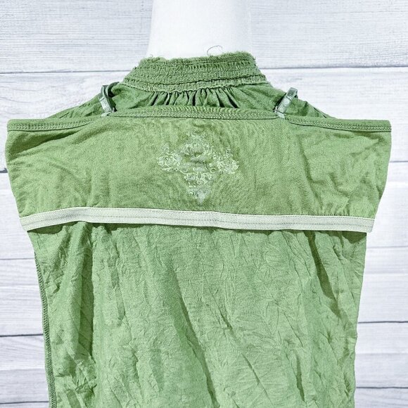 Basic Tank Top | Spaghetti Strap | Textured | Green | Medium | Y2K | Women - Picture 9 of 12